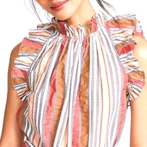 ULLA JOHNSON SLEEVELESS RUFFLE TOP